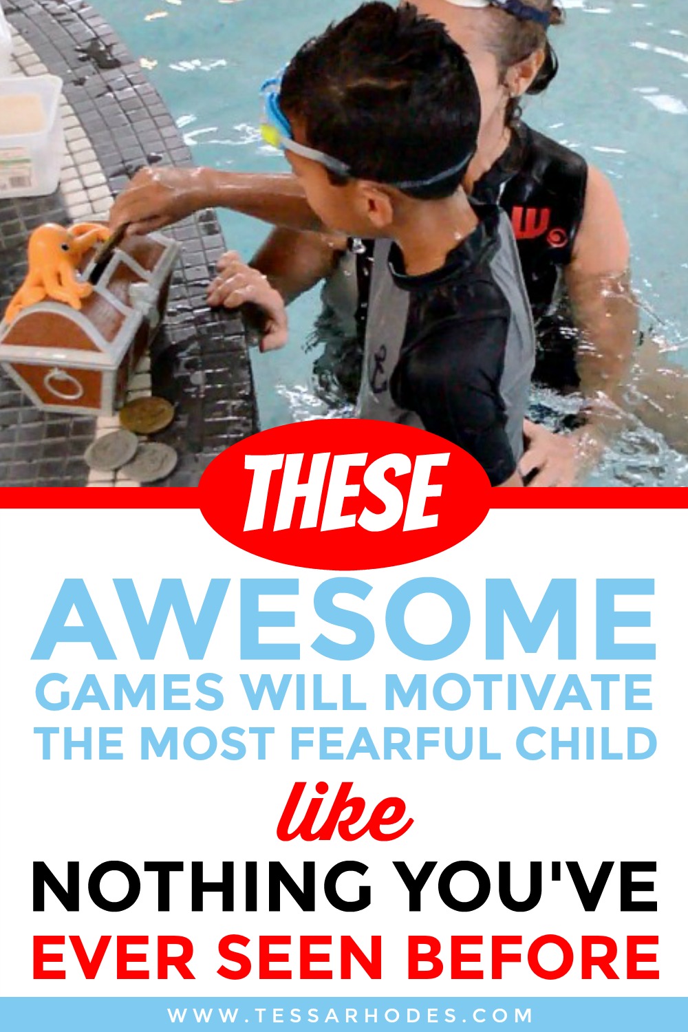 face in the water. Games to motivate children to want to learn to swim.